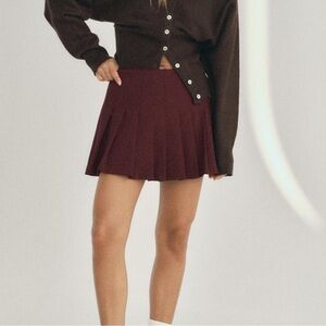 Zara Burgundy Pleated Mini Skirt